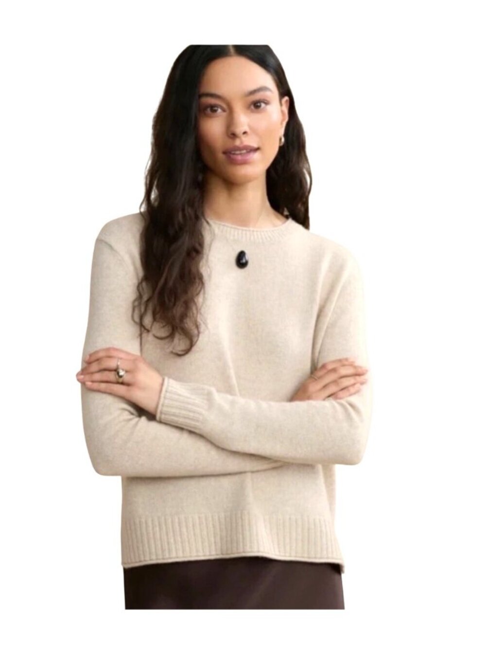 Jenni Kayne Everday Sweater Oatmeal Neutral XS  wool cashmere quiet luxury